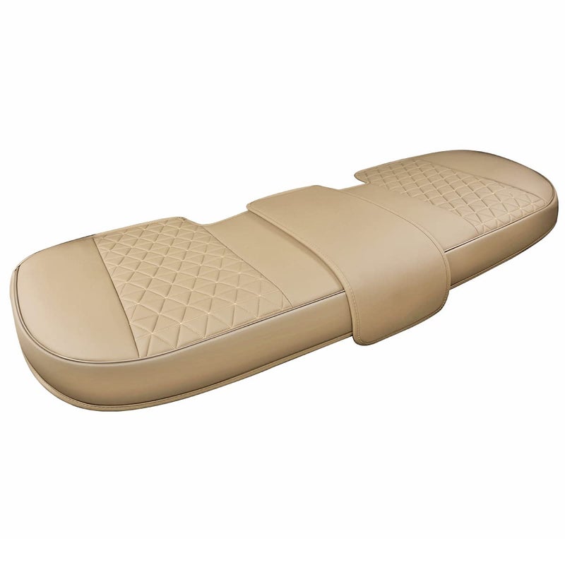 Black Panther Luxury PU Leather Rear Bench Car Seat Cover Adjustable Length (49-55'') Fits 90% Standard 5 Seats (Sedan SUV), for Seat Bottom Only, Triangle Quilting Design, Beige - Image 1